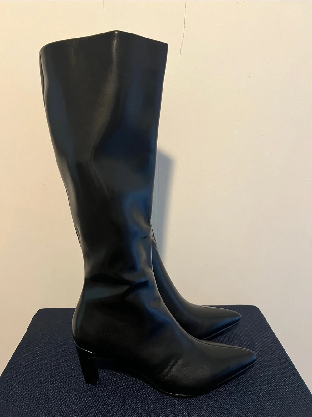 Sleek Black Over-the-Knee Pointed Toe Boots